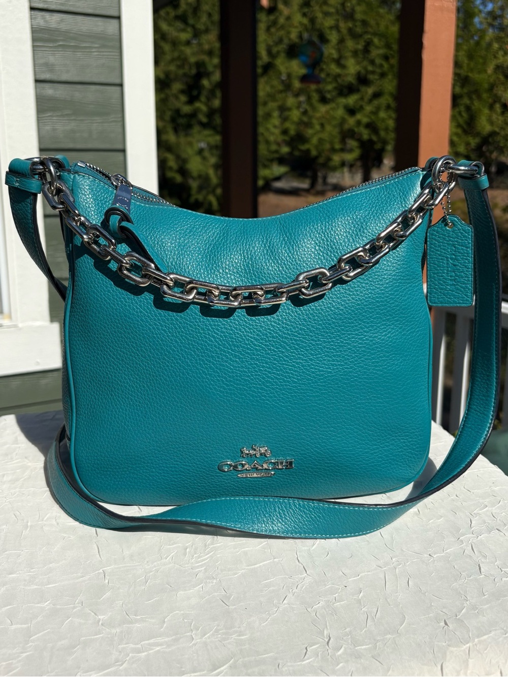 COACH Ellie File Bag In Bright Jade With Bonus Shoulder Strap C1648